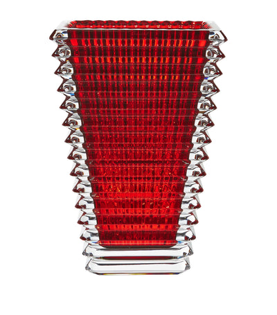 Harrods Baccarat Medium Eye Rectangular Red Crystal Vase 20cm- Buy online at McGrocer