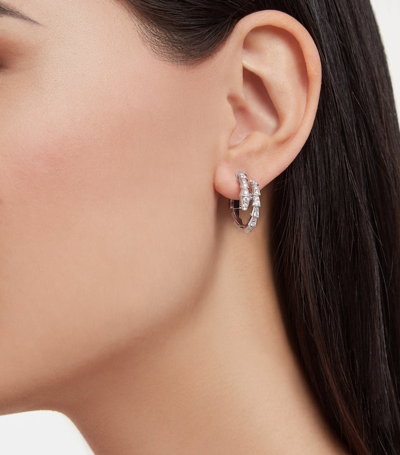 Bvlgari Serpenti Viper hoop earrings white gold diamonds, UK version