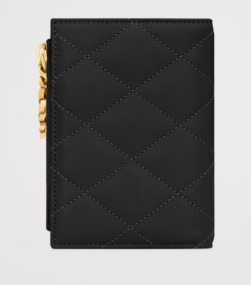Saint Laurent Matelassé bifold wallet black calfskin (British brand)