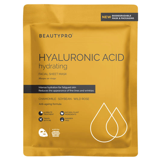 BeautyPro Hyaluronic Acid Hydrating Facial Sheet Mask 25ml face & body skincare Sainsburys   