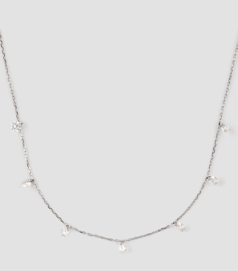 Persée white gold 7-stone diamond necklace 43cm, imported from the UK