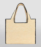 LOEWE Font tote bag in woven raffia with bold lettering (British brand)