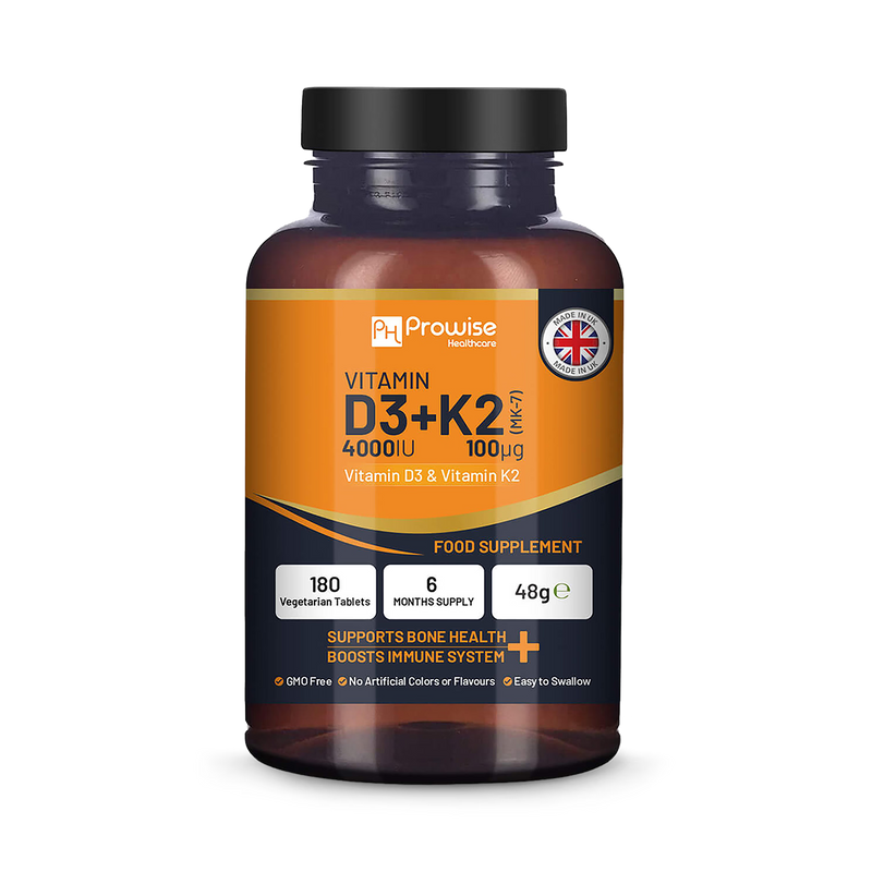 Prowise Healthcare Vitamin D3 4000IU & K2 MK7 100µg Vegetarian Tablets I 180 ( 6 Months Supply)