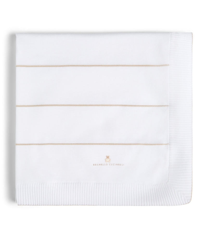 Brunello Cucinelli kids striped cotton blanket 80x80cm (British brand)