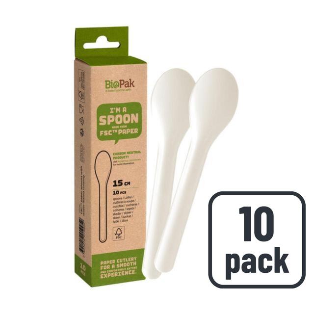 BioPak White Paper Spoons   10 per pack - McGrocer