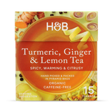 Holland & Barrett Organic Turmeric Ginger Lemon Herbal Tea 15 Tea Bags- Buy online at McGrocer