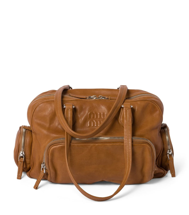 Miu Miu nappa leather top-handle bag with pockets (British brand)