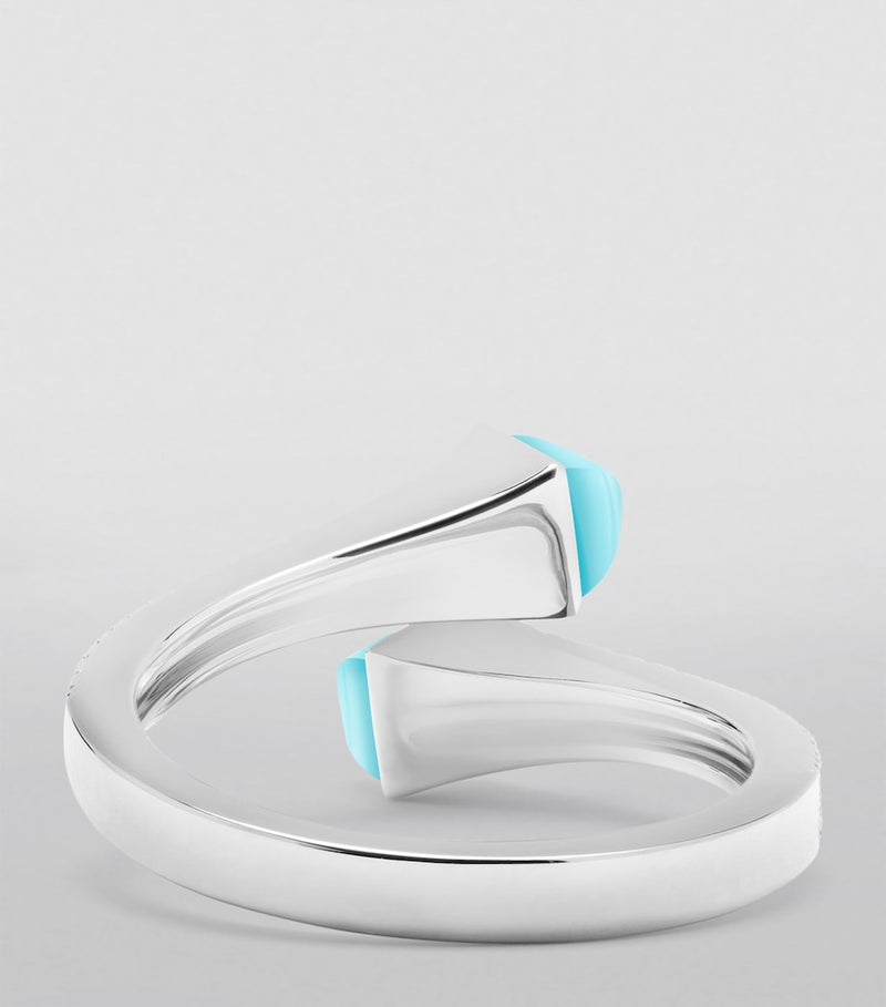 Marli New York ring with diamonds and sea blue chalcedony (British brand)