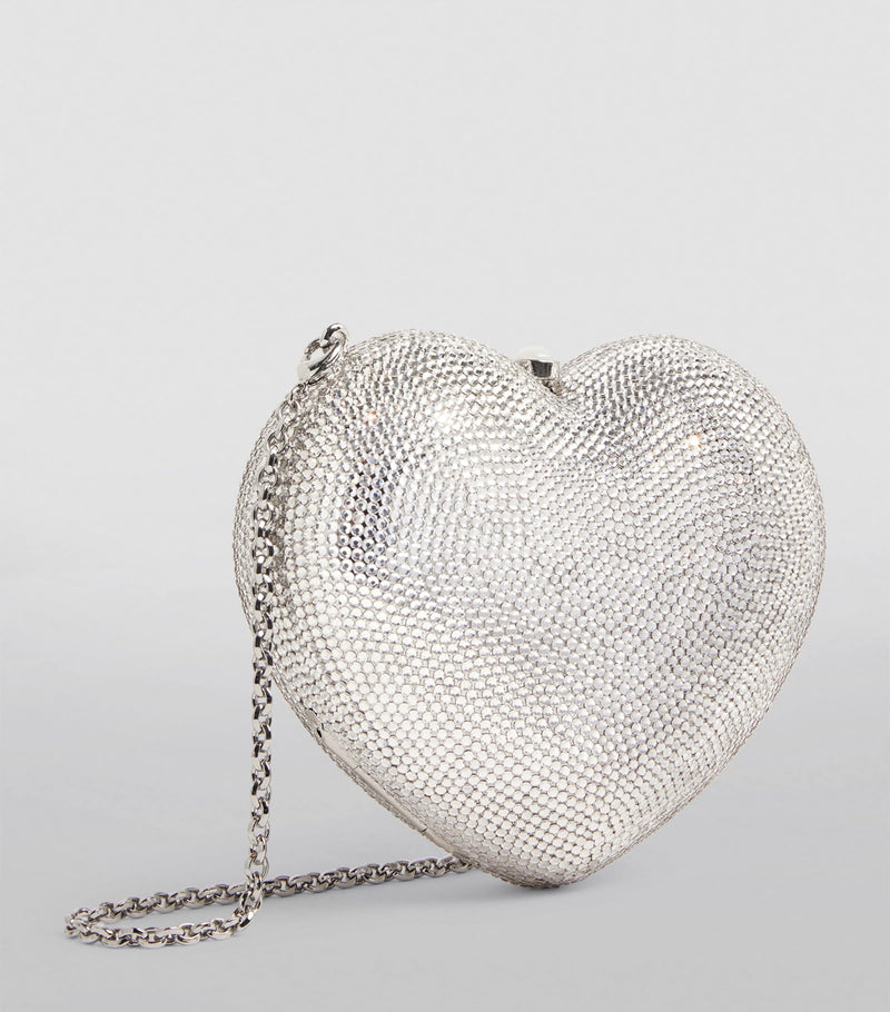 Judith Leiber heart-shaped crystal clutch bag, imported from the UK
