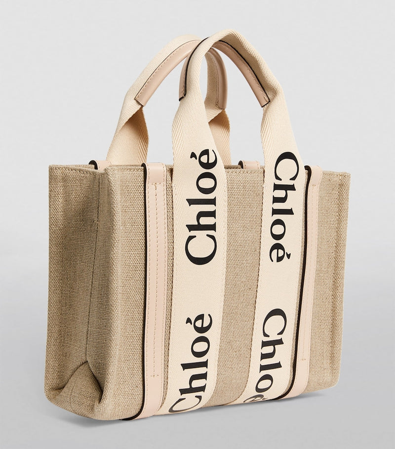Chloé Small Woody Tote Bag linen canvas - British product