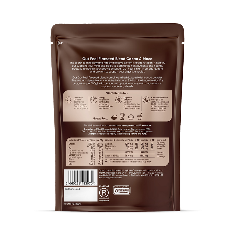 Naturya Gut Feel Flaxseed Blend Cacao & Maca 240g - British product