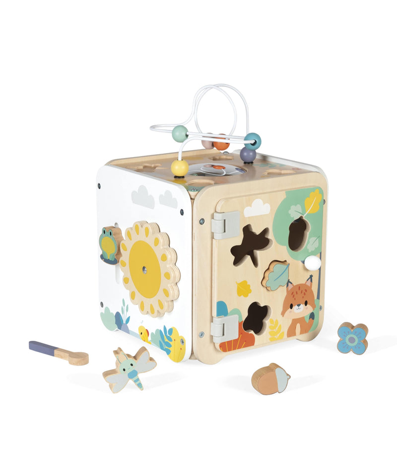 Janod wooden multi-activity cube, imported from the UK