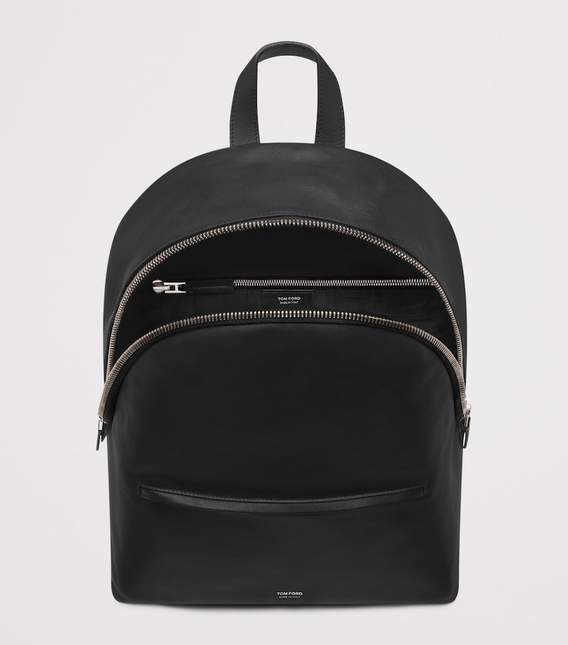 Tom Ford leather backpack in smooth calfskin with silver-tone hardware (British brand)