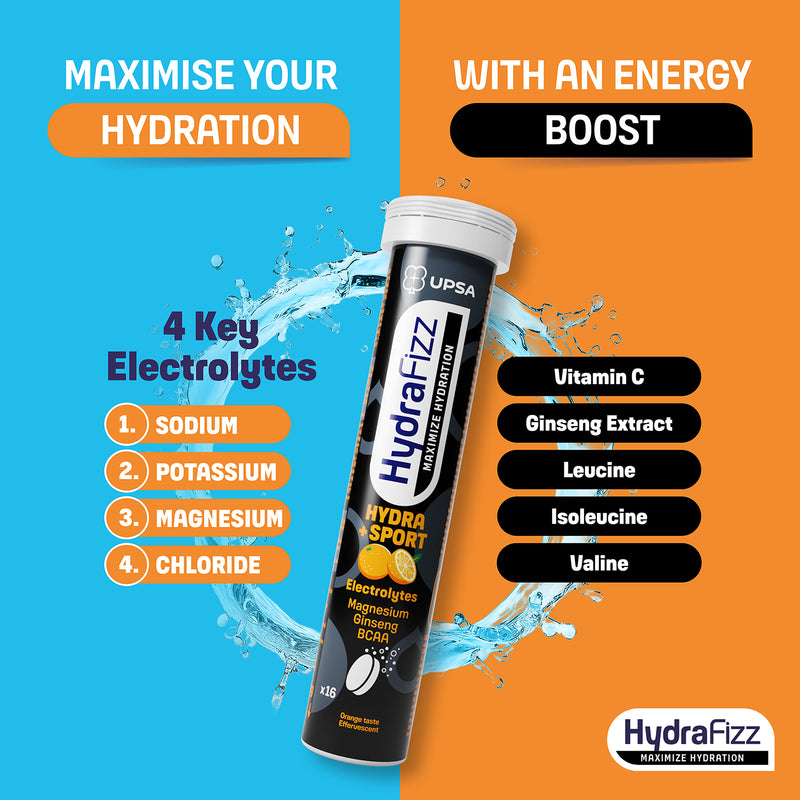 Hydrafizz effervescent supplement orange flavoured, UK version