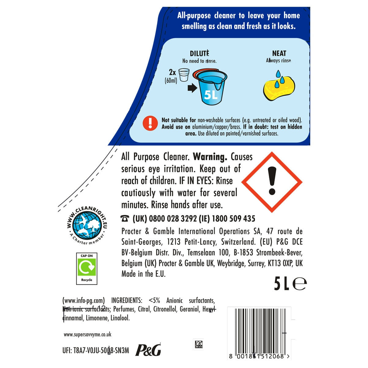 Flash Lemon All Purpose Liquid Cleaner, 5L - McGrocer