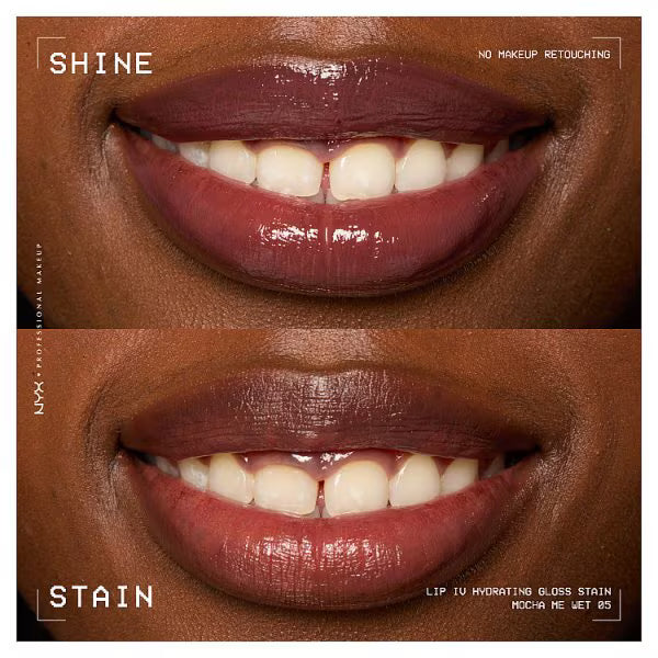NYX Lip IV Gloss Stain Mocha Me Wet 5ml imported from UK
