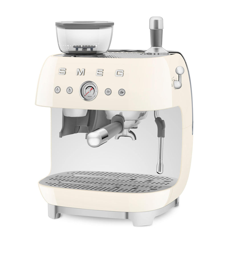 Smeg espresso coffee machine with grinder, retro design - British product