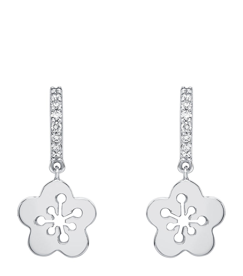 Boodles Blossom drop earrings white gold diamonds, imported from the UK