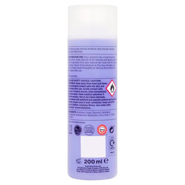 Superdrug Fake Nail Remover Acetone 200ml (British brand)