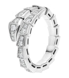 Bvlgari white gold and pavé diamond snake-scale ring - British product