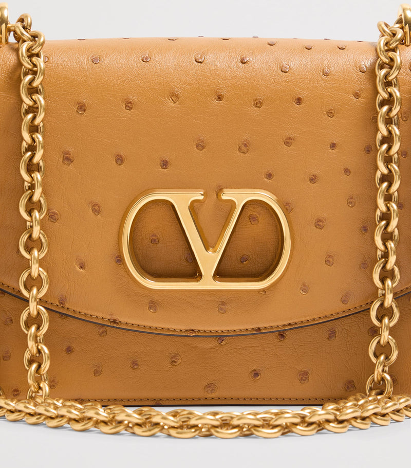 Valentino Garavani Vain shoulder bag ostrich leather - British product