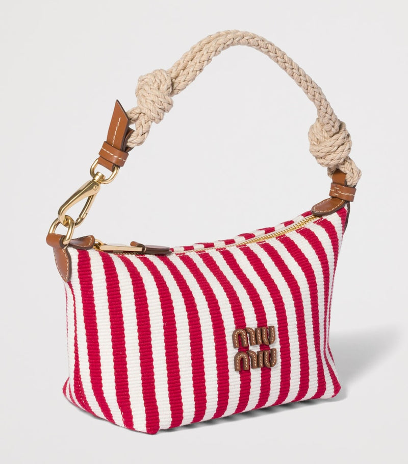 Miu Miu red and white cotton stripe pouch bag 18.5cm (British brand)