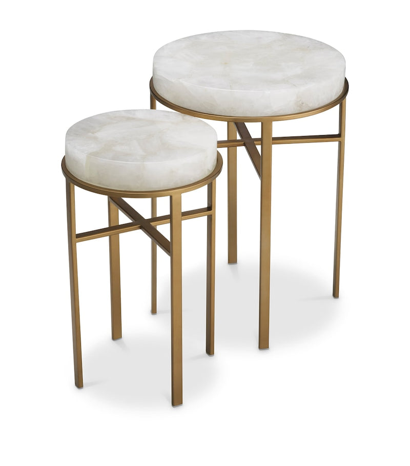 Eichholtz set of two crystal side tables different sizes, imported from the UK
