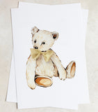Sophie Brabbins Teddy Bear with Ribbon A4 art print (British brand)