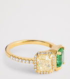 Suzanne Kalan Toi et Moi ring with emerald and diamonds in yellow gold, UK version