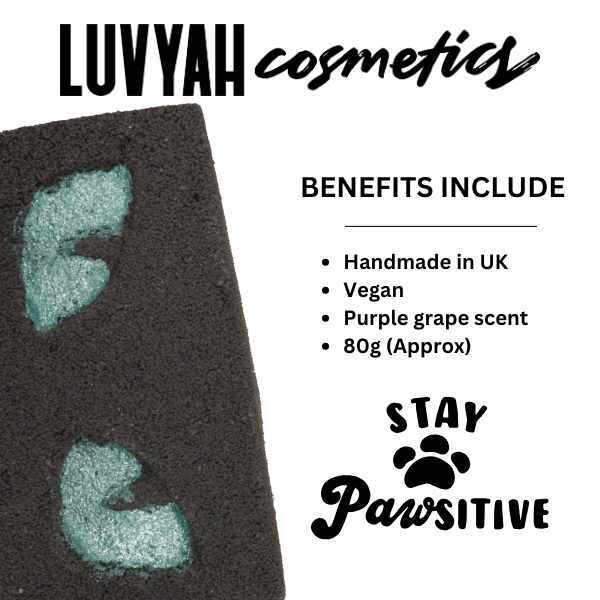 LUVYAH Cat Eyes Bath Bomb Grape 80g, imported from the UK