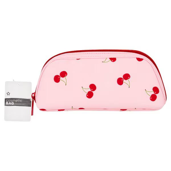 Superdrug Cherry Print Slim Cosmetic Bag - British product