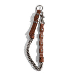Miu Miu leather keyring with steel chain and calfskin, imported from the UK
