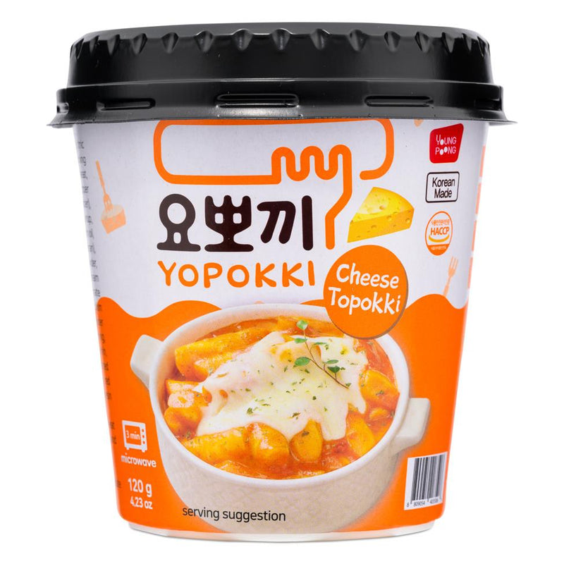 Young Poong Yopokki cheese topokki cup with rice cakes, UK version