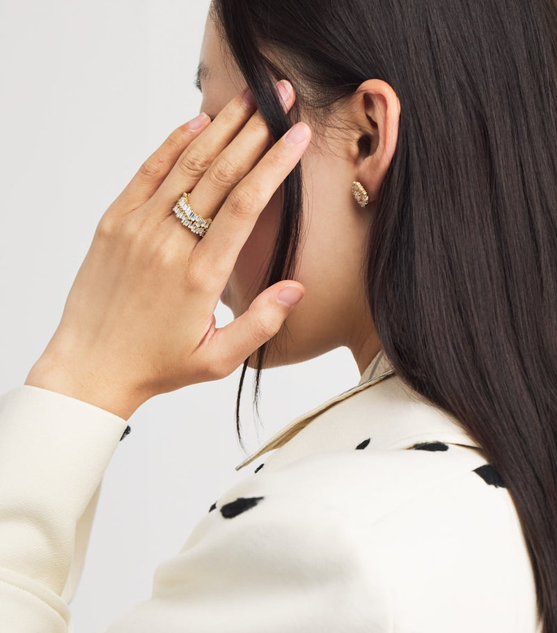 Suzanne Kalan baguette diamond ring Short Stack size 6.5 (British brand)