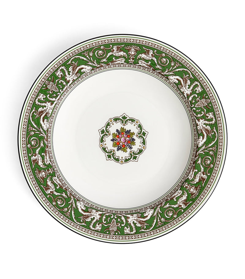 Wedgwood Florentine Verde rimmed soup bowl 23cm (British brand)