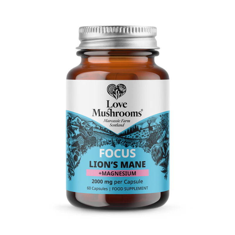 Love Mushrooms Lion's Mane Magnesium 4000mg capsules (British brand)