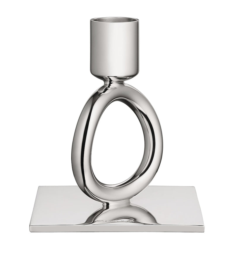 Christofle silver-plated Vertigo ring candlestick holder - British product