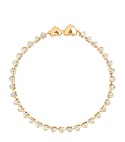 Harrods Astrid & Miyu Yellow Gold-Plated Heart Tennis Bracelet- Buy online at McGrocer