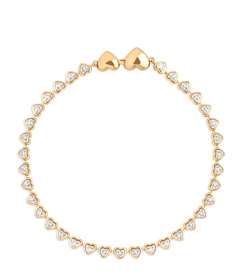 Astrid & Miyu heart tennis bracelet gold-plated, imported from the UK