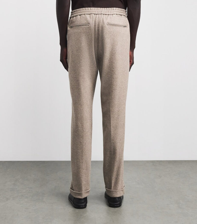 Cashmere and Cotton Blend Sweatpants with Turned-Up Cuffs and Pockets