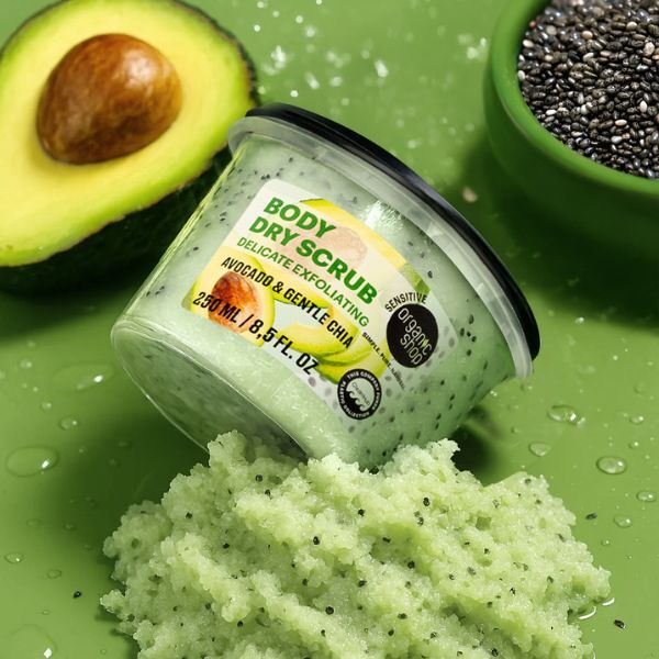 Organic Shop Body Scrub Avocado Chia 250ml, imported from the UK