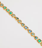 Azlee yellow gold emerald sapphire staircase bracelet, UK version