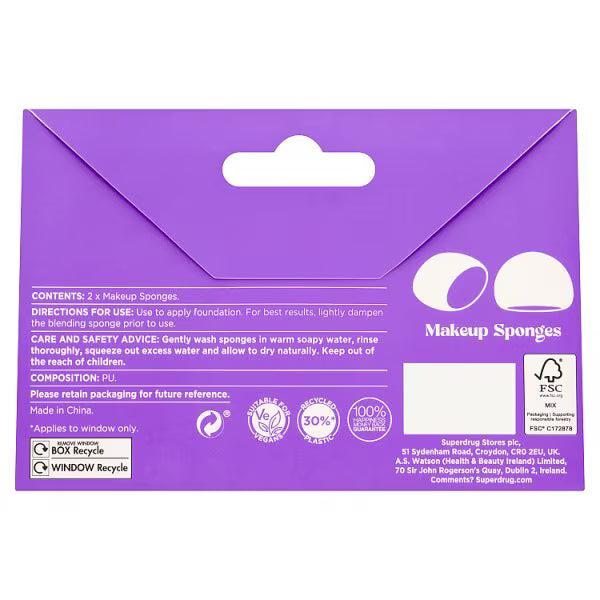 Superdrug Blending Sponge 2 Pack 5.5x5cm (British brand)