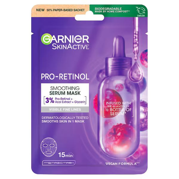 Garnier Pro Retinol Smoothing Sheet Mask, UK version