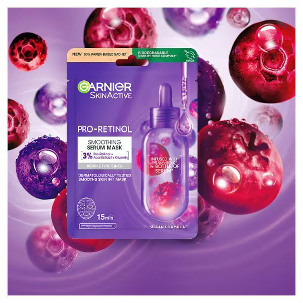 Garnier Pro Retinol Smoothing Sheet Mask, UK version