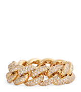 Harrods SHAY Yellow Gold and Diamond Pavé Link Ring- Buy online at McGrocer