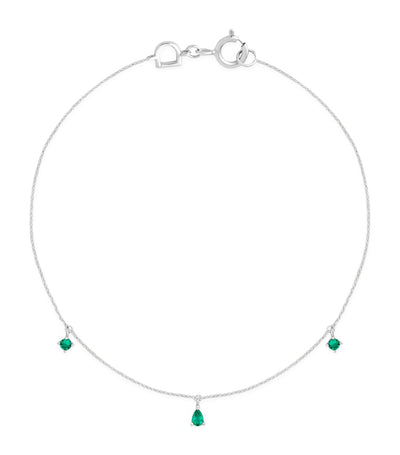 Harrods Astrid & Miyu White Gold and Emerald Pear Charm Bracelet- Buy online at McGrocer