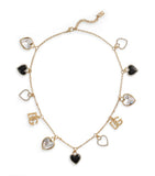 Dolce&Gabbana hearts necklace with glass motifs, gold-tone, UK version