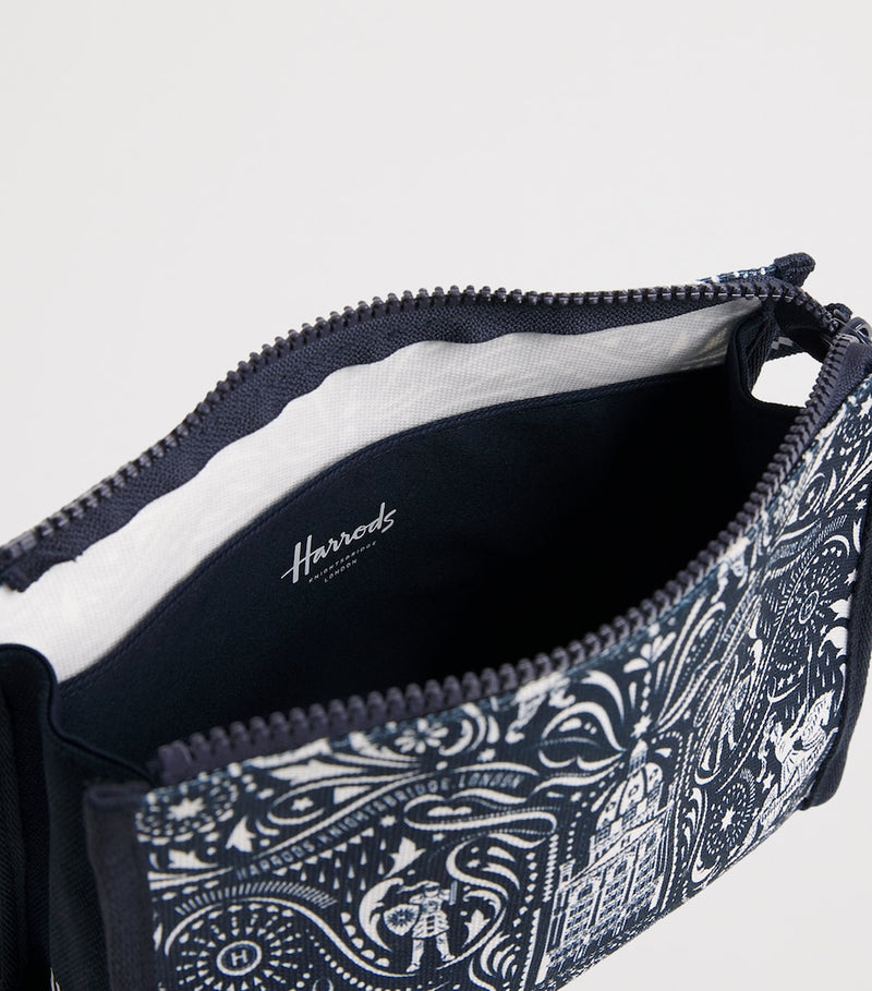 Harrods Knights of Brompton pouch with jacquard design, imported from the UK