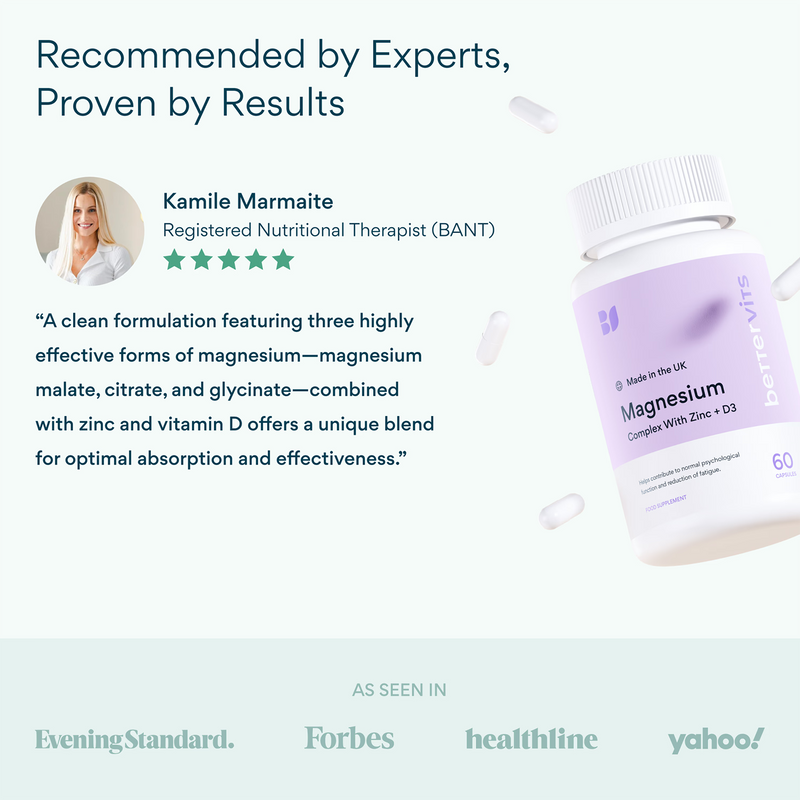 Bettervits magnesium complex with zinc and D3 60 capsules (British brand)